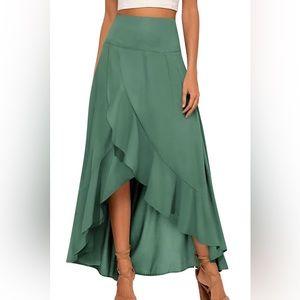 Womens light green high waisted maxi skirt